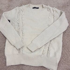 Cream Fringed Sweater